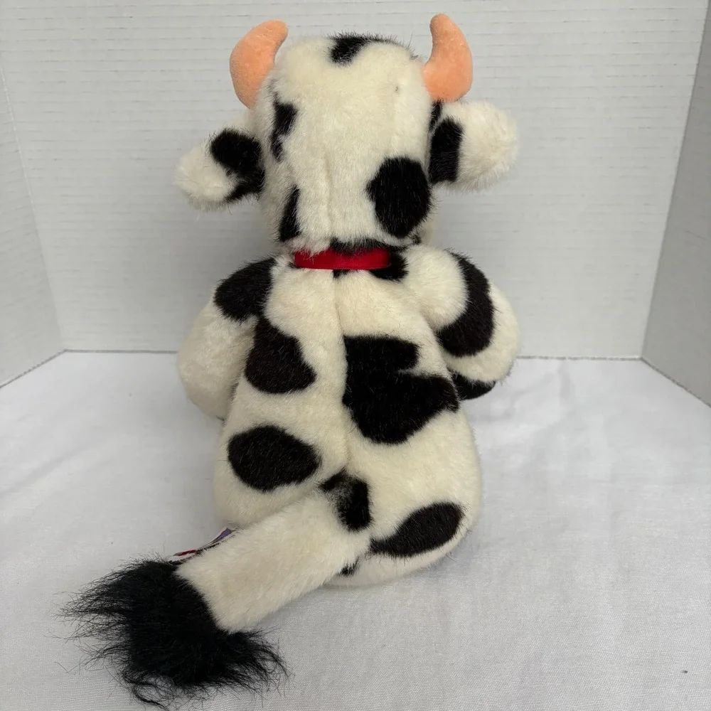 Manhattan Toy Plush Cow Stuffed Animal Horns Black White Farm Animal Toy 2000‎